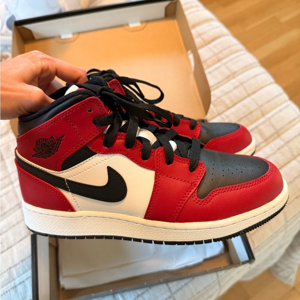 Jordan One Mids- Nike Red and Black Sneakers Iconic Design